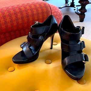 Black high-heeled sandals. Brand new! Never worn!